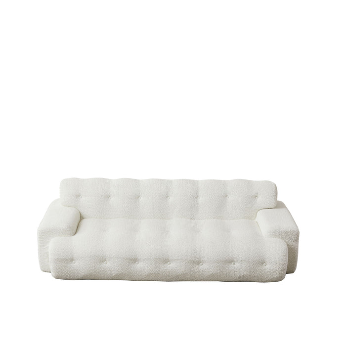Cloud Series Minimalist Button Tufted Square Arm 3 Seater Sofa Home Essentials