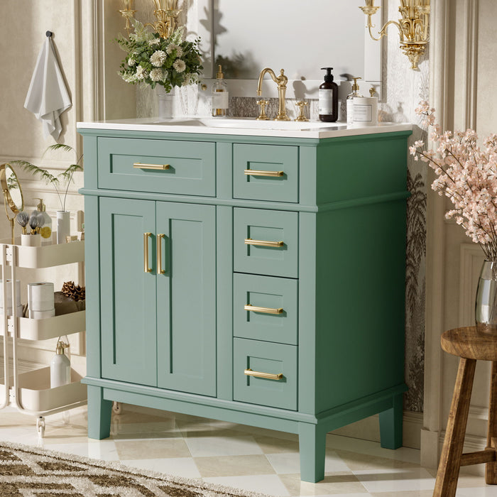 Modern Bathroom Vanity With Sink, Storage Cabinet, Soft Close Doors, Deep & Standard Drawers Hearth and Haven