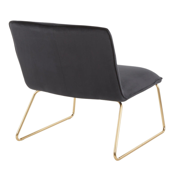 Casper Contemporary Accent Chair In Gold Metal And Black Velvet By Lumisource