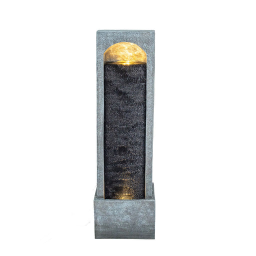 Tall Outdoor Water Fountain, Vertical Cascading Waterfall With Pump, Floor Fountain For Garden - Black / Gray Daily Nest