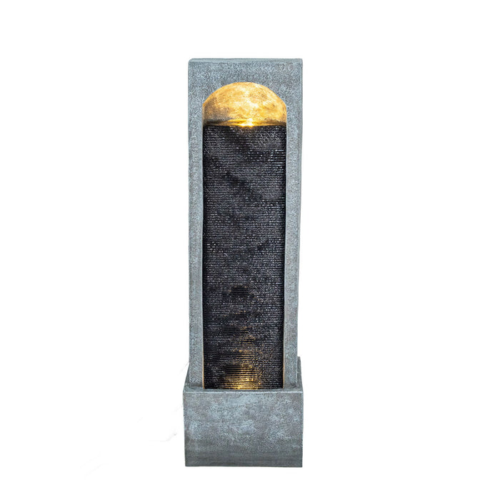 Tall Outdoor Water Fountain, Vertical Cascading Waterfall With Pump, Floor Fountain For Garden - Black / Gray Daily Nest