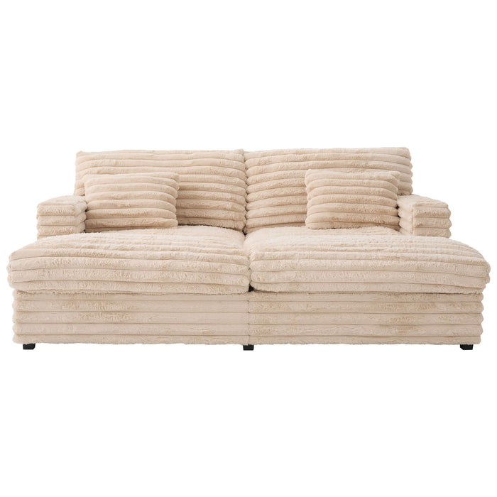 Oversized Double Chaise Lounge Sofa With USB Ports And Cup Holders Hearth and Haven