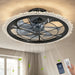 Caged Ceiling Fan & Remote Controlled Dimmable LED Lights, Flush Mount Fan, Low Profile Design - Antique Black Daily Nest