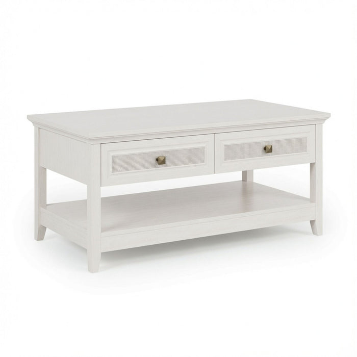 Coffee Table With Drawers & Storage Shelf - White Home Essentials