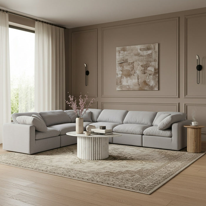 Indulge - Linen 6 Piece Modular Corner Sectional Meridian Furniture