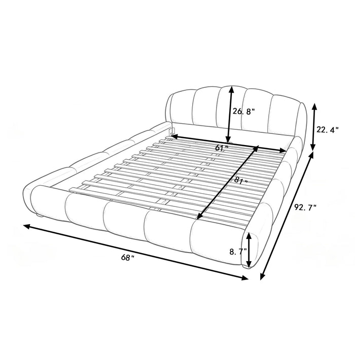 Upholstered Platform Bed Frame, Low Profile Floor Bed, No Box Spring Required Home Essentials
