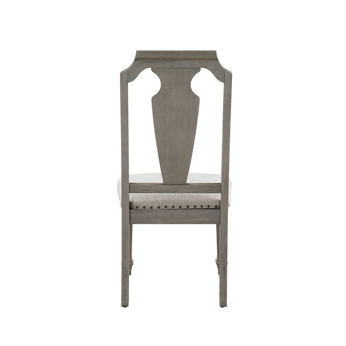 Zumala - Side Chair (Set of 2) - Beige Linen & Weathered Oak ACME