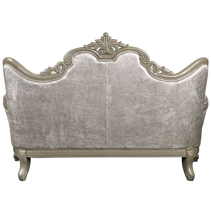 Libertee - Loveseat With 3 Pillows - Beige Fabric & Champagne ACME
