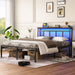 Bed Frame With Storage Headboard With USB C, Type C And LED Light Home Essentials