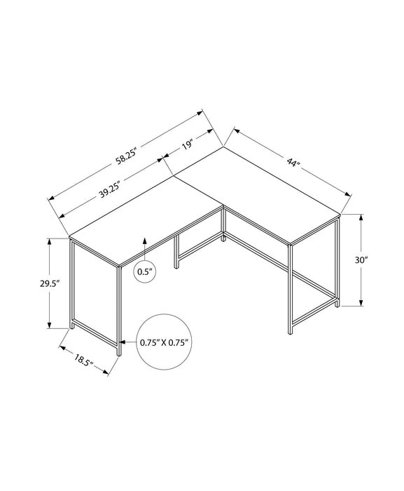 Computer Desk, Home Office, Corner, L Shape, Laptop, Marble Look Contemporary & Modern