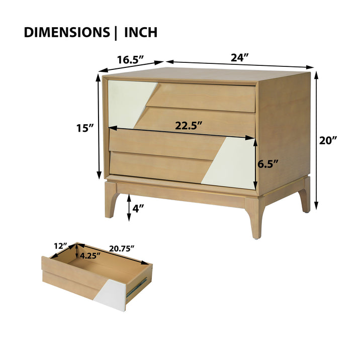 Japandi 2 Drawer Nightstand With Geometric Design Artistry At Home