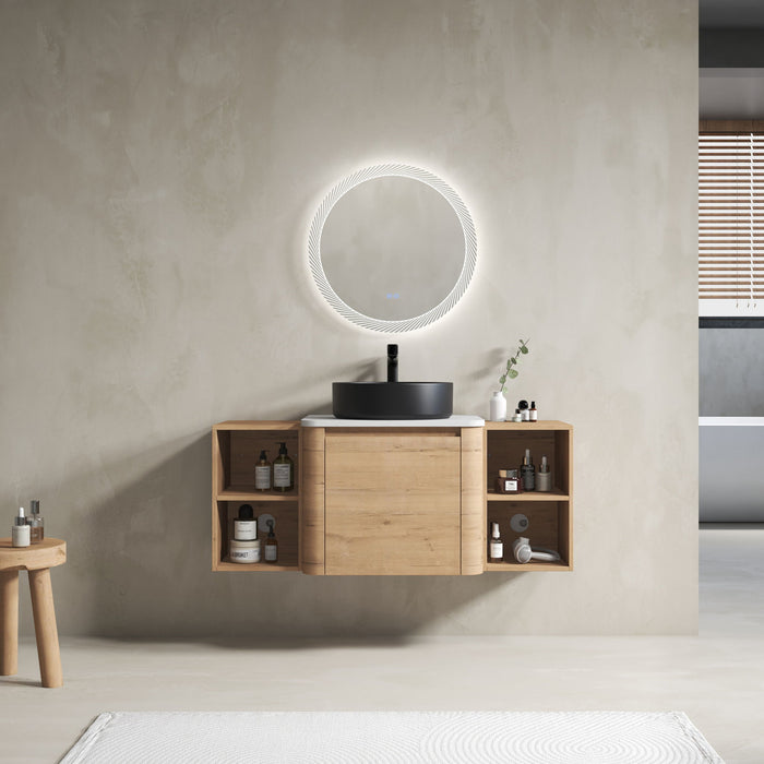 Wall Mounted Bathroom Vanity With Art Sink, 2 Storage Shelves, Soft Close Door Home Essentials