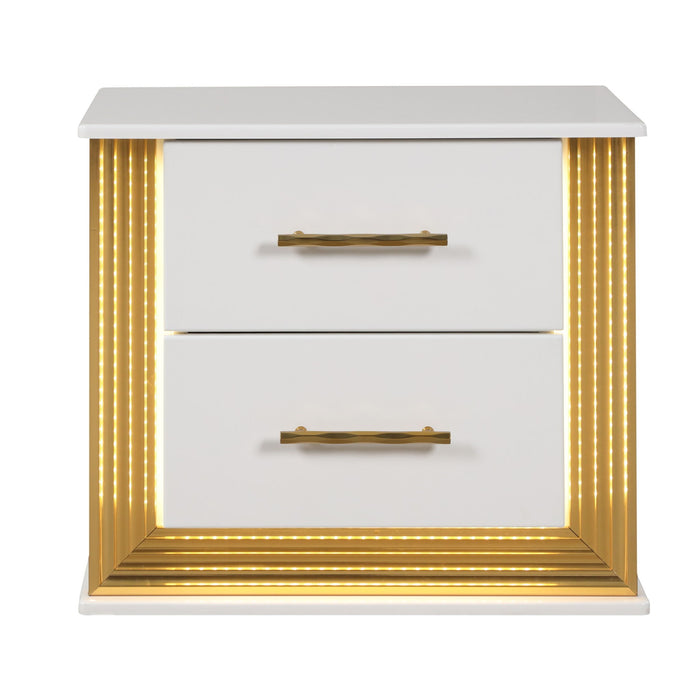 Obsession - 2 Drawer LED Nightstand - White Matrix Furniture Group