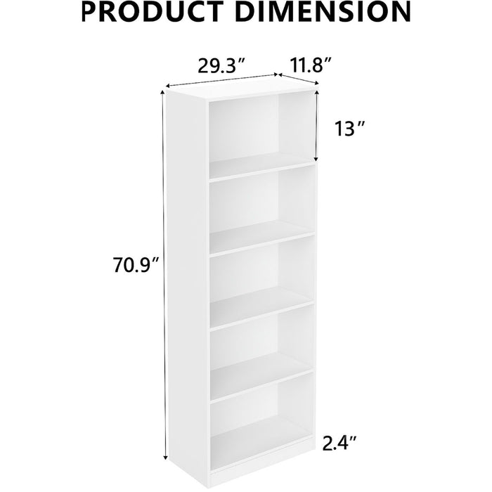 5 Tier Bookshelf Storage Cabinet With Anti-Tip Kit Home Essentials