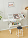 Adjustable Tempered Glass Drafting Printing Table With Chair Home Essentials