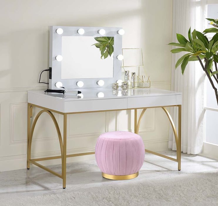 Lightmane - Vanity Desk Same 92660) - White High Gloss & Gold