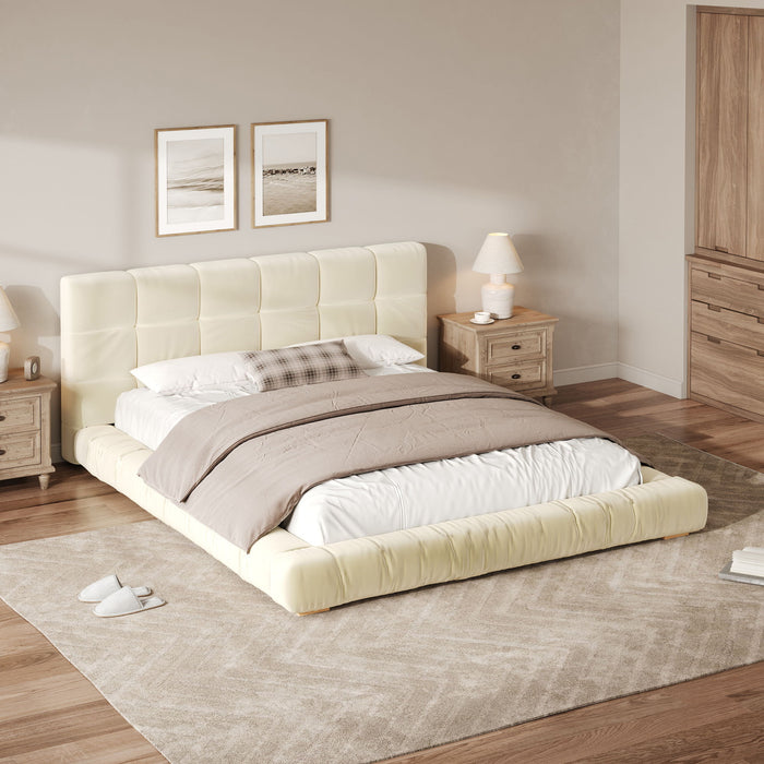 Upholstered Platform Bed Frame With Tufted Headboard Dreamland