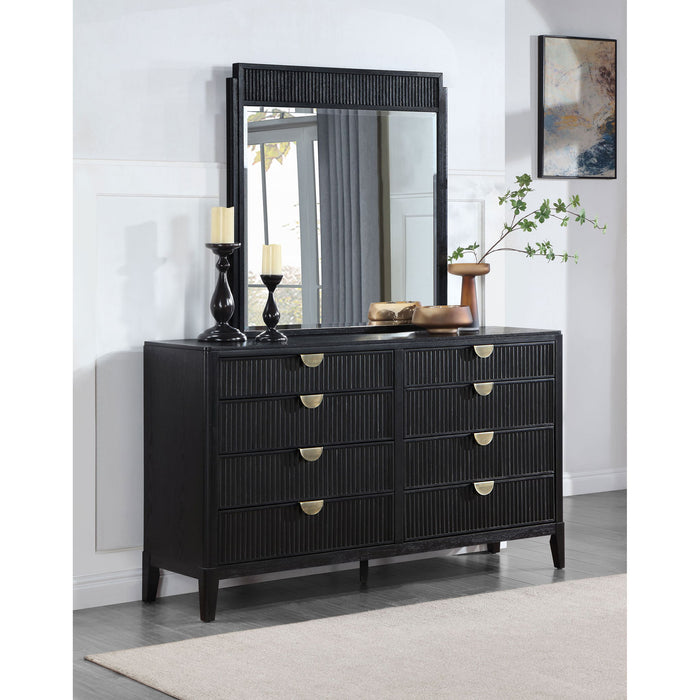 Ennis - 8 Drawer Dresser With Mirror - Black Furniture Max