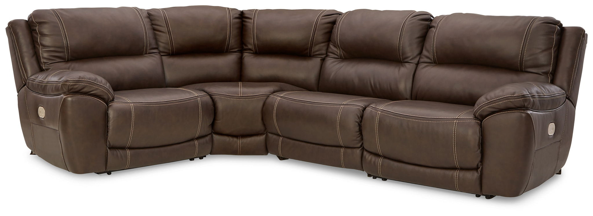 Dunleith - 4-Piece Power Reclining Sectional - Chocolate Signature Design by Ashley®