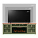 97" Fireplace TV Stand Console For TVs Up To 100" - Sage Green And Fruitwood Finish Home Essentials