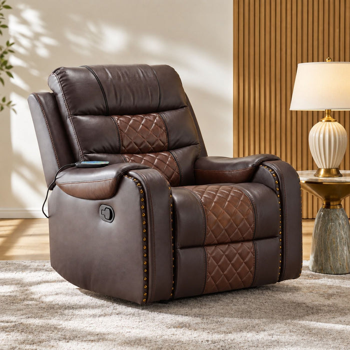 Heated Massage Recliner With Remote Control - Brown Home Essentials