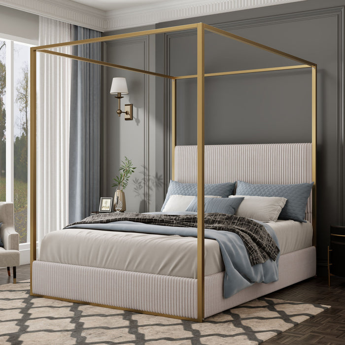 Luxury Canopy Bed With Upholstered Headboard Hearth and Haven