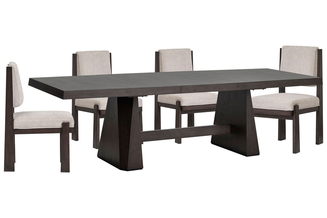 Tauren - 5 Piece Extendable Double Pedestal Dining Table Set Magnussen Furniture