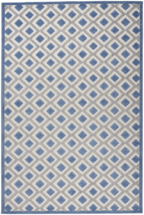 6' X 9' Geometric Indoor / Outdoor Area Rug - Blue / Gray