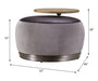 Decapree - Ottoman - Antique Slate Top Grain Leather & Gray Velvet ACME
