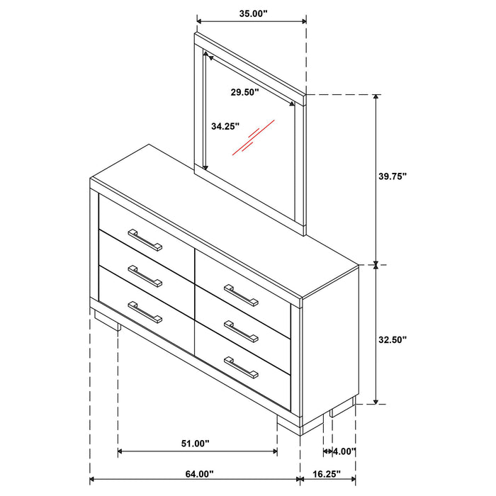 Polk - 6 Drawer Dresser With Mirror Furniture Max