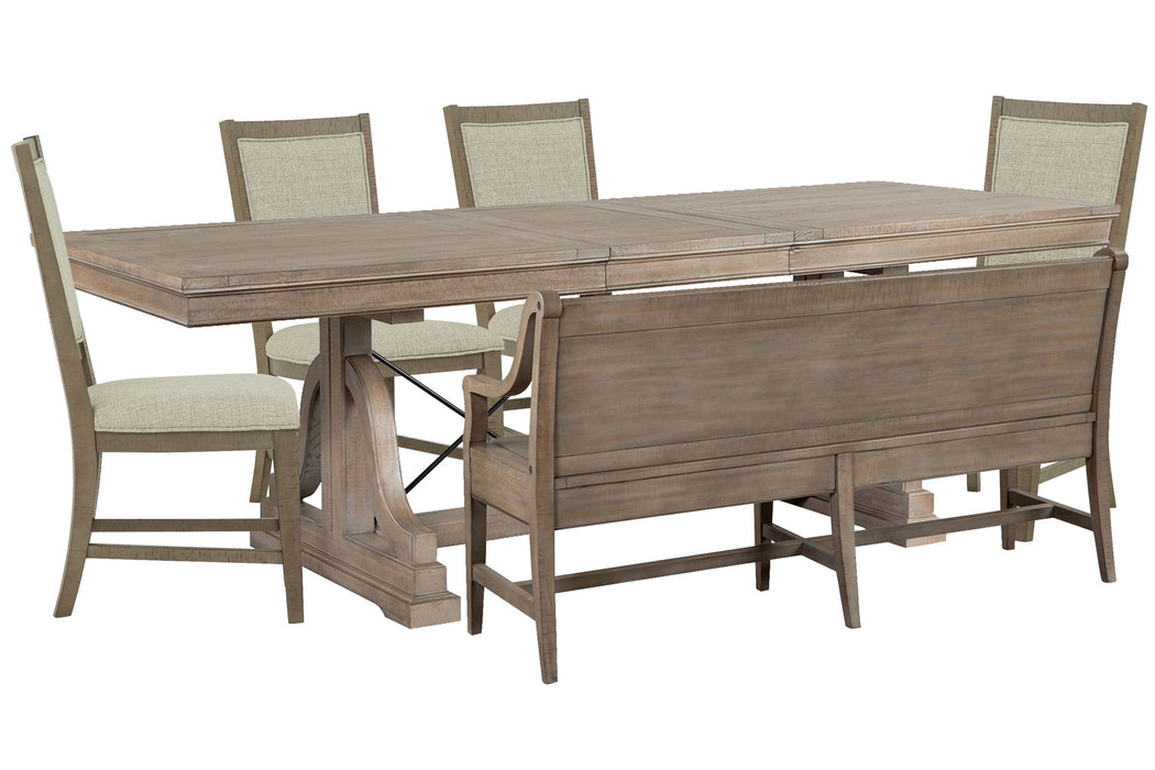 Paxton Place - Extendable Trestle Dining Table Set Magnussen Furniture