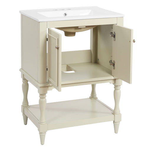 Modern Bathroom Vanity With Sink, Rectangular Cabinet With Open Shelf And Closed Storage Hearth and Haven