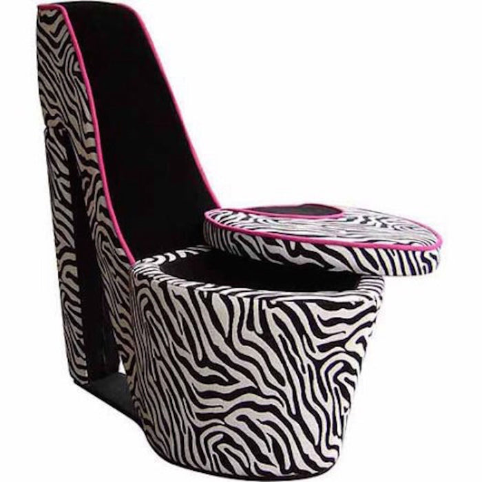 Faux Suede Animal Print Side Chair - Red / Black