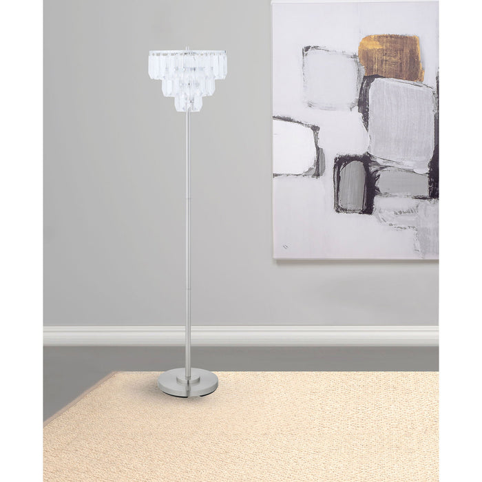 Base Floor Lamp With Crystal Shade - Silver Furniture Max