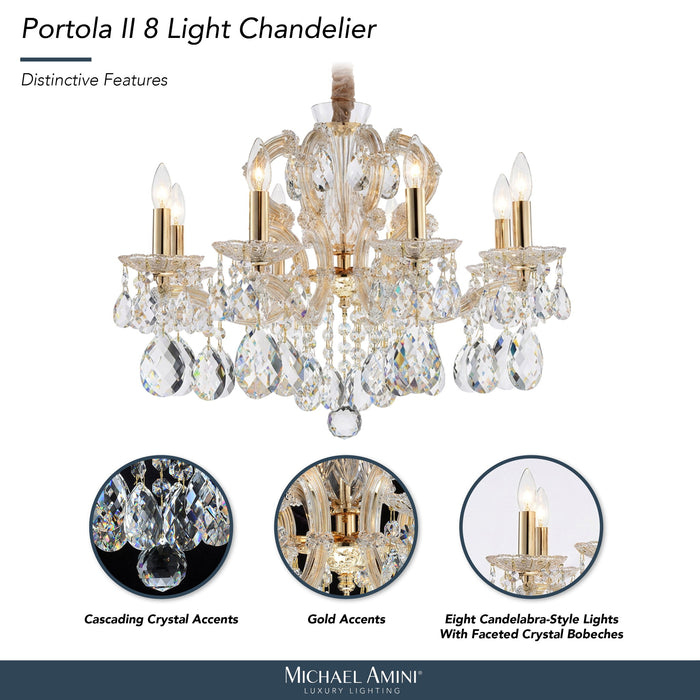 Michael Amini Lighting - Portola 8-Light Traditional Crystal Chandelier - Gold Michael Amini