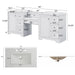 Double Sink Bathroom Vanity With Countertop, 2 Ceramic Sinks, 6 Drawers, Soft Close Design Noble House