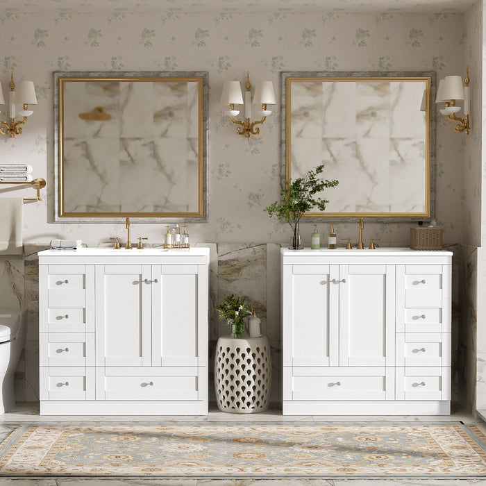 Shaker Free Standing Bathroom Vanity Cabinet & Sink, Soft Close Drawers, Soft Close Doors Hearth and Haven