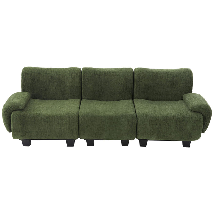 3 Seater Sofa Couch With Curved Armrests Noble House