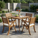 Outdoor Hermosa 5 Piece Wood Dining Set With Cushions - Teak / Beige Noble House