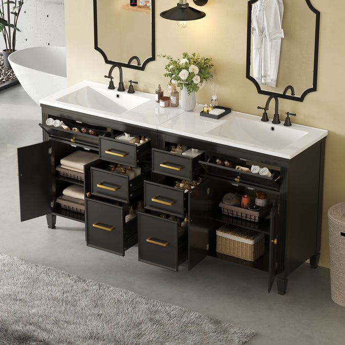 2 Piece Freestanding Bathroom Vanity Set With Sink Top, Reversible Dual Layout Noble House