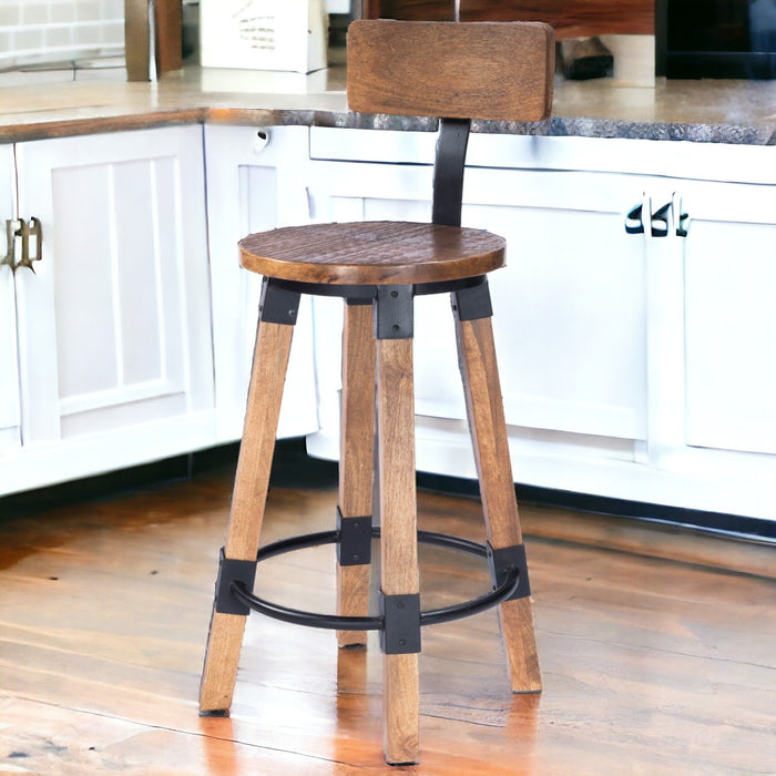 37.75" Iron Bar Chair - Brown / Natural