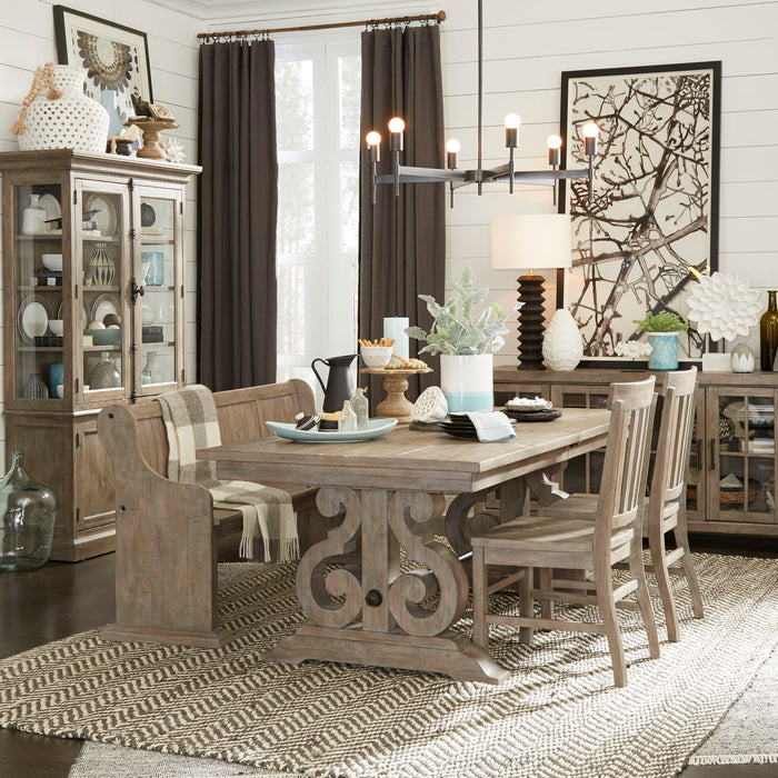 Tinley Park - Bench With Back - Dove Tail Gray Magnussen Furniture