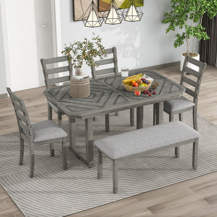 6 Piece Dining Table Set With Ergonomic Seating Hearth and Haven