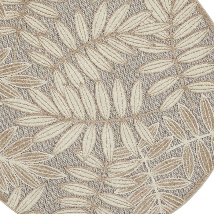 4' Round Round Floral Indoor Outdoor Area Rug - Dark Gray