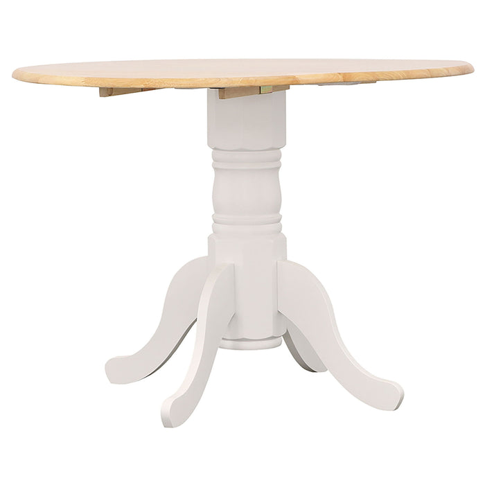 Round Dining Table With Drop Leaf Pedestal Base, Expandable Top - Natural Furniture Max