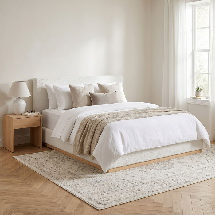 Queen Upholstered Bed - Natural / White Noble House