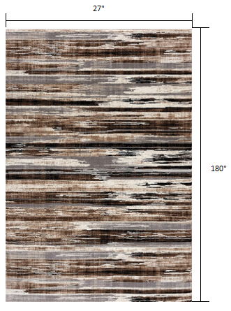 15' Striped Dhurrie Runner Rug - Beige