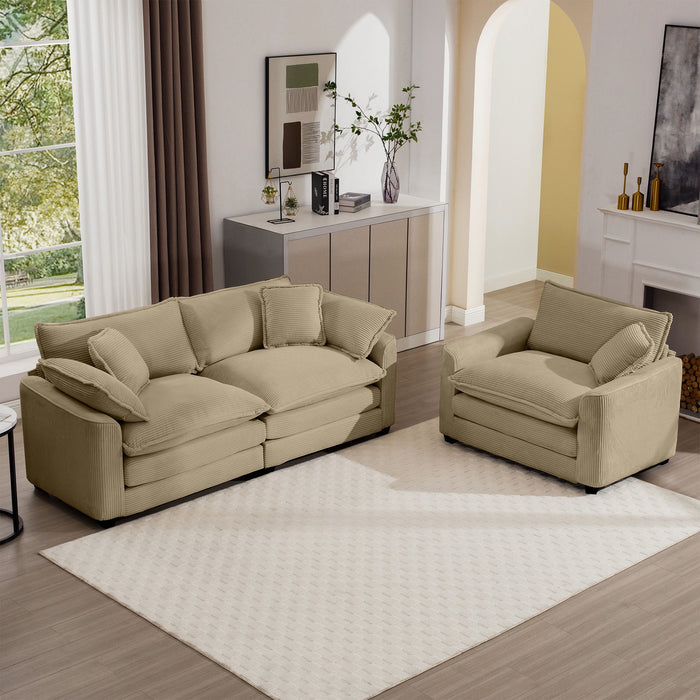 Elegant Corduroy Oversized Sectional Sofa Set With Deep Seats And Flexible Layout