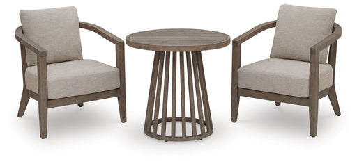 Joy Lagoon - Outdoor Chairs With Cushions/Table (Set of 3) - Beige Signature Design by Ashley®