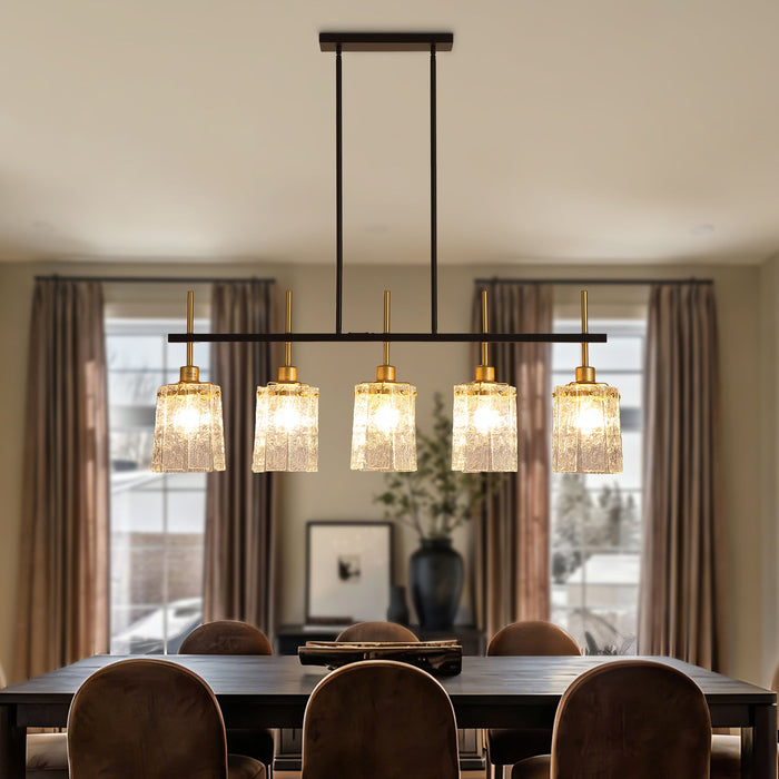 Chandelier 5 Light, Fixture Over Table - Black / Gold Daily Nest
